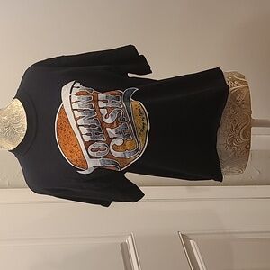 NWOT Johnny Cash "Ring of Fire" Black Graphic Crop Top T-shirt; size M